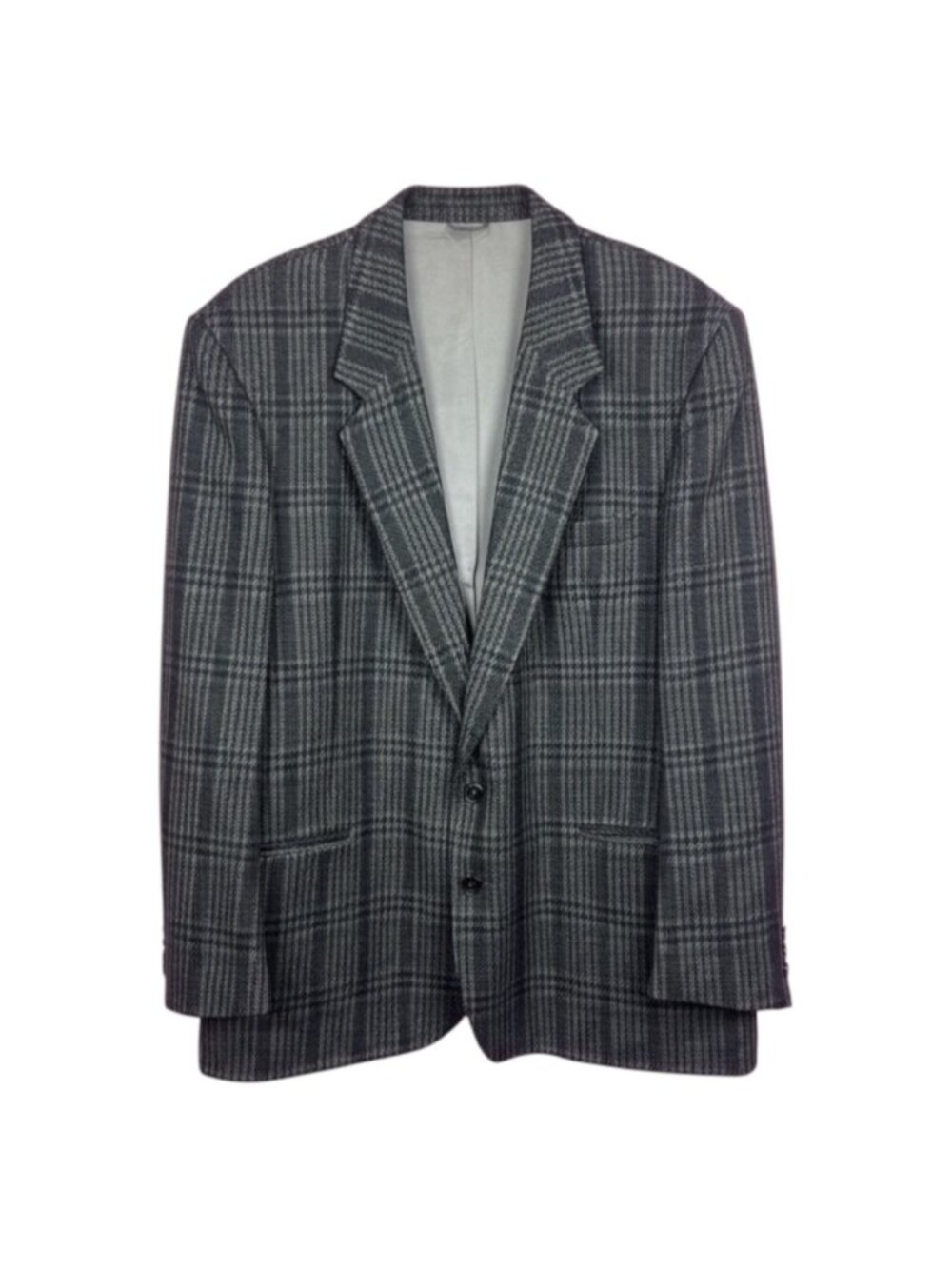 Givenchy Monsieur Vintage Glen Check Tweed Sport Coat Wool Silk Grey Men’s 46R